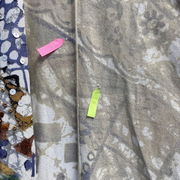 Chico's Sequins Embellished Cover Up Kimono Women OneSize Ivory Multicolor Used - Picture 2 of 16